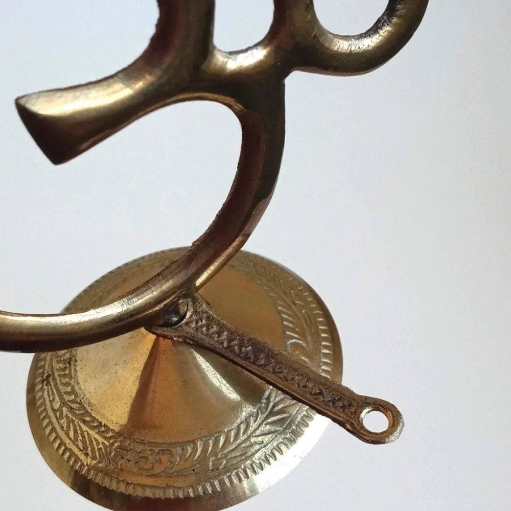 Antique Ohm Brass Incense Holder (4 Holder Slots + 1 Incense Slot) (6” Height)